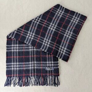 Authentic Burberry's Classic Check Scarf Blue - Unisex - 50% Wool 50% Cashmere